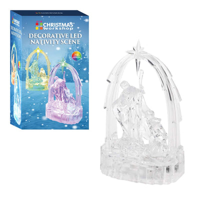 Nativity Ornament, Clear with Multi Coloured LED