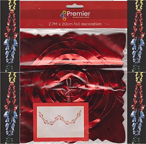 Foil Garland Christmas Decoration Multi Coloured Gold Red Blue Green 2.7M x 20cm