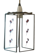 Loxton 15cm dried red flower and green leaf glass pendant light shade