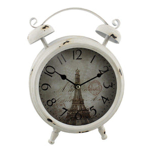 Rustic White Mantel Clock - Paris Clockface