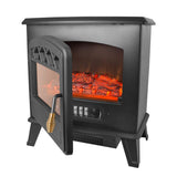 Quest black freestanding electric stove heater with LED flame effect