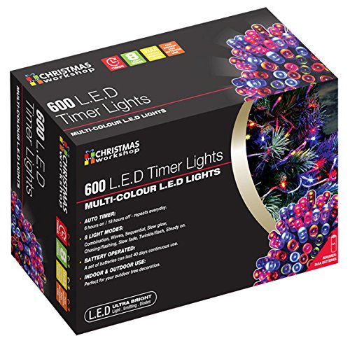 600 LED Battery Operated Timer Lights~ Indoor and Outdoor ~Multi-Coloured