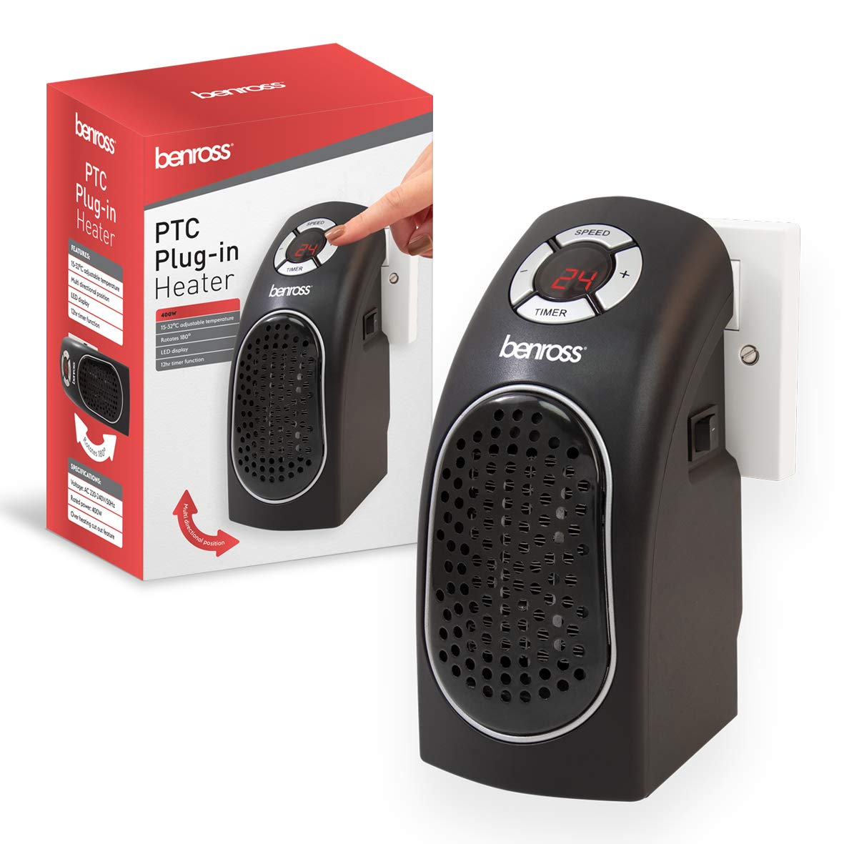 Benross 400W plug-in ceramic heater with LED display