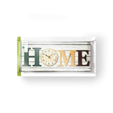 Wooden-style HOME word wall clock decorative design
