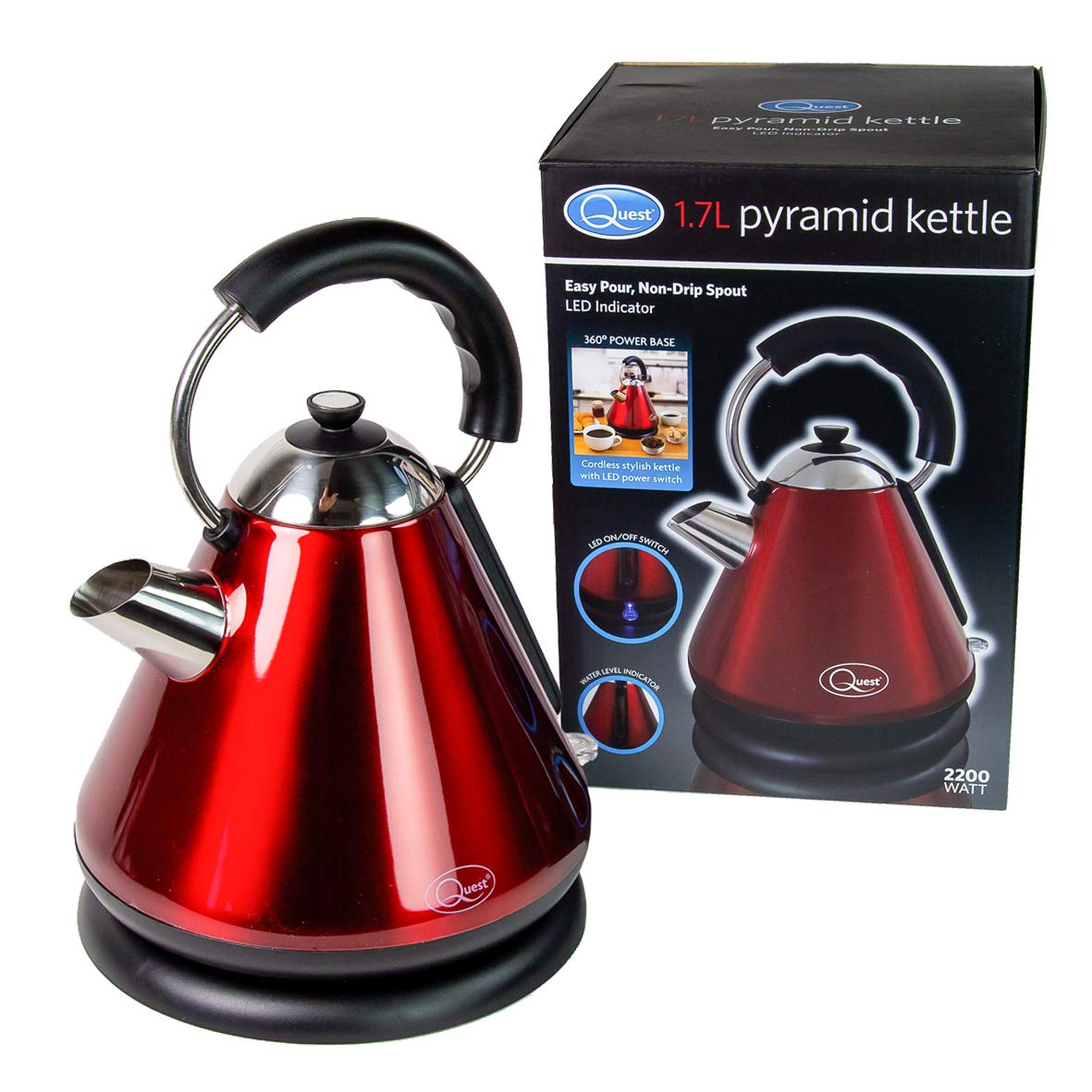 Red Quest pyramid cordless kettle 1.7 litre
