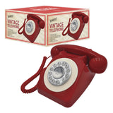 Benross red retro corded telephone with push-button dial