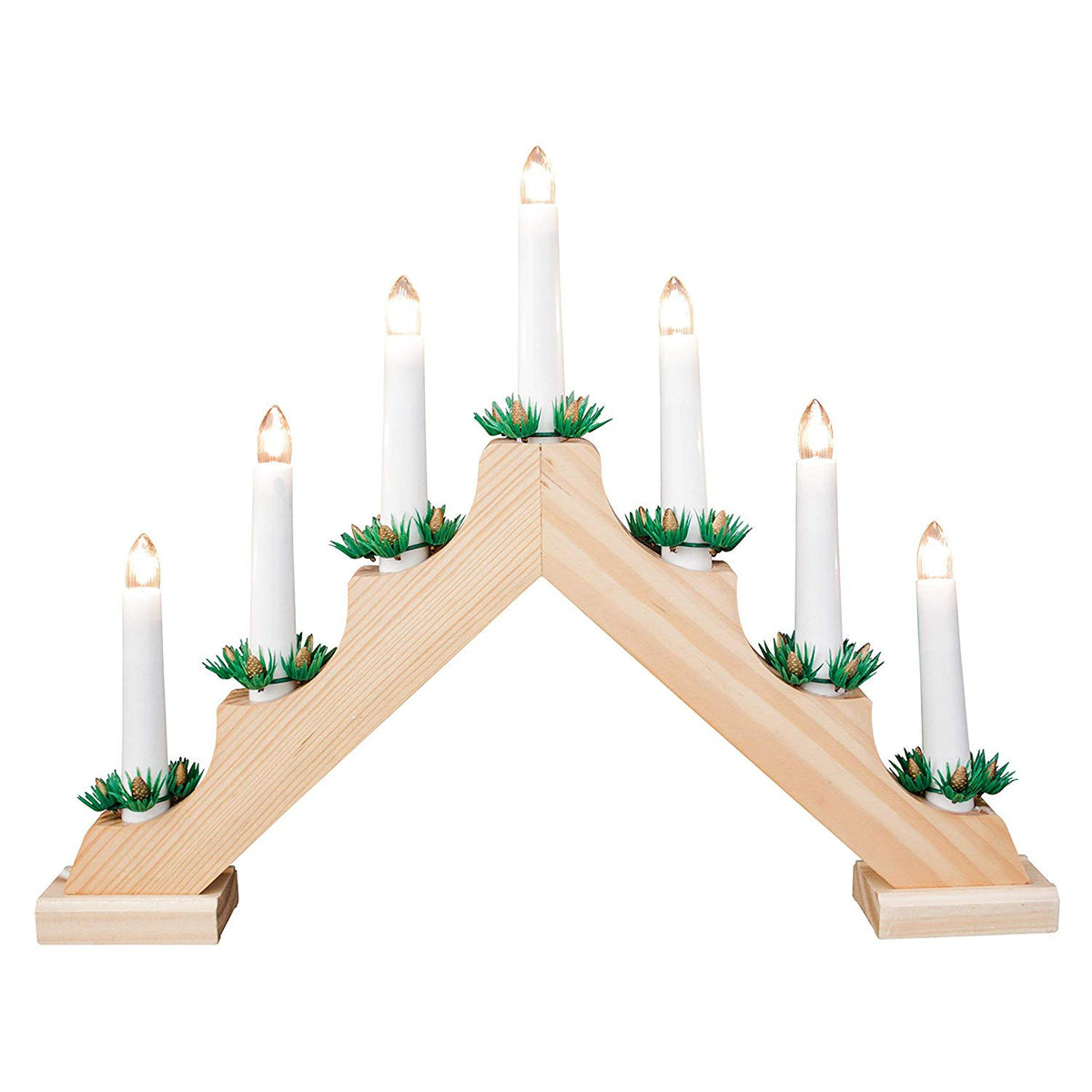 40cm pine-effect wooden candle bridge Christmas decoration