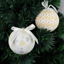 Load image into Gallery viewer, 14-Piece 75 mm Frost/ Snow Design Decoupage Baubles
