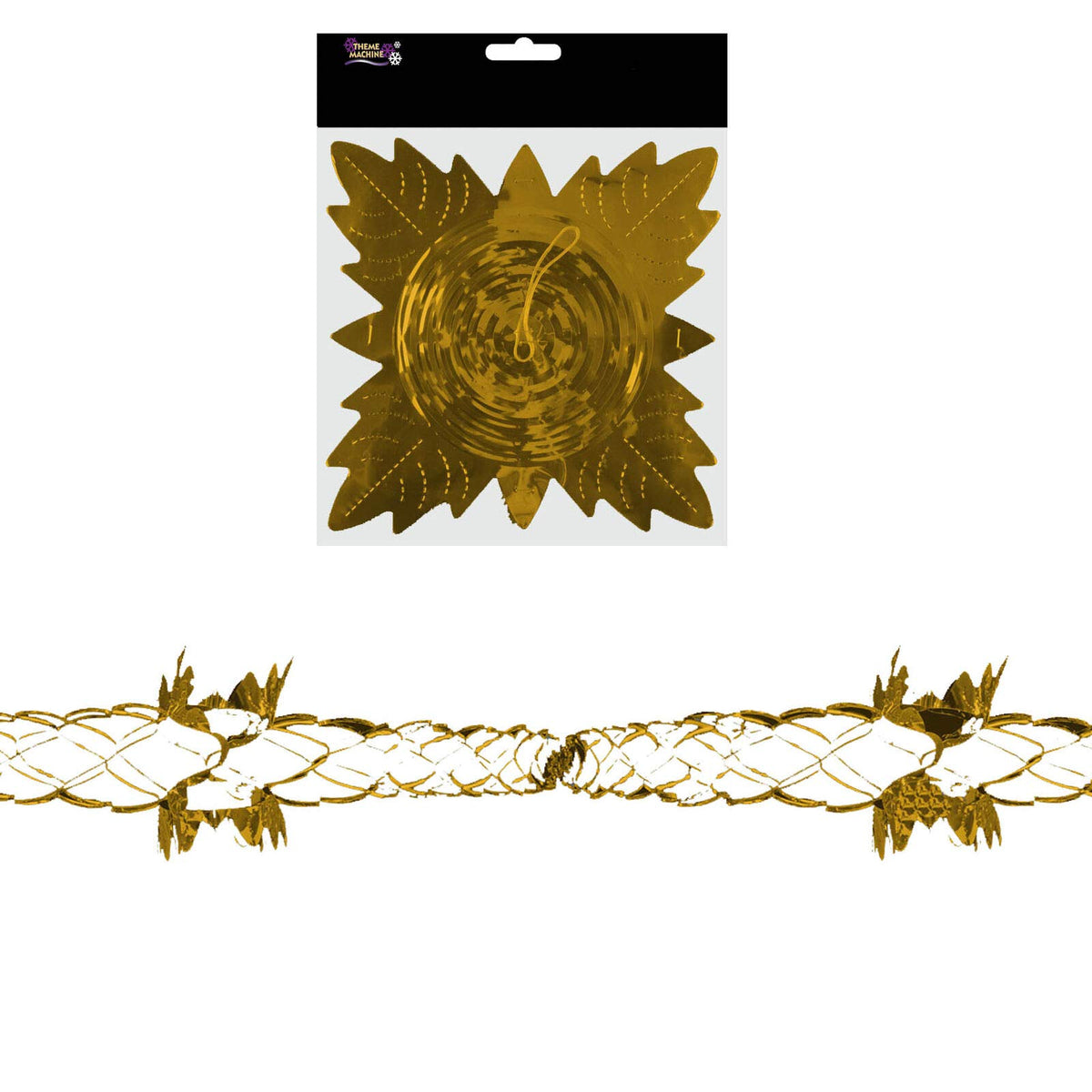 2.7m gold four-section foil Christmas garland decoration