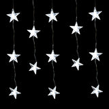 Bright white LED star curtain Christmas lights illuminated