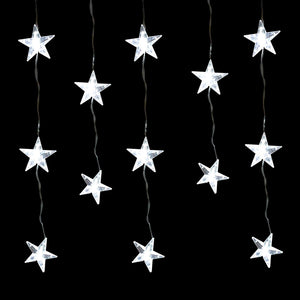 24 LED Star Curtain Lights, Indoor and Outdoor ~ Bright White