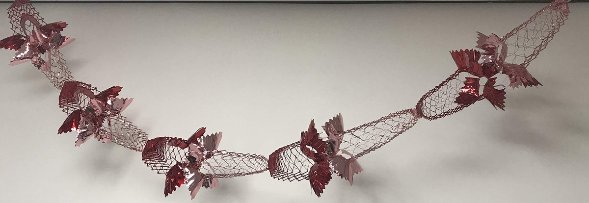 2.7m red and pink foil Christmas garland decoration