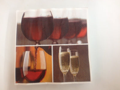 20 PAPER NAPKINS (33cm x 33cm) - WINE GLASSES