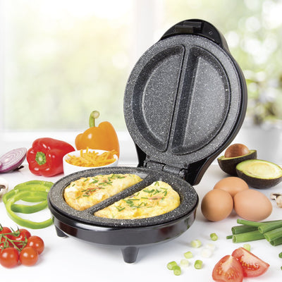 Healthy Eating Twin Double Marble Coated Ceramic Plates Omelette Maker, Plastic, 700 W