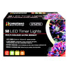 50 multicoloured LED battery timer Christmas lights