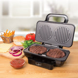 Quest 800W dual burger maker grill with non-stick plates