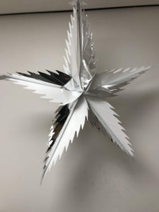 Foil Decoration Christmas Star Spiked - SILVER & WHITE