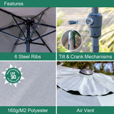 Grey 2.7m GardenKraft patio parasol with UV30 canopy