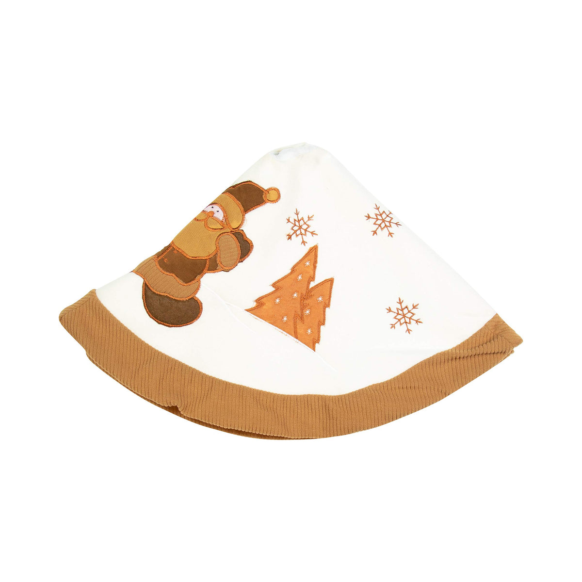 White and brown woodland Christmas tree skirt 90cm diameter