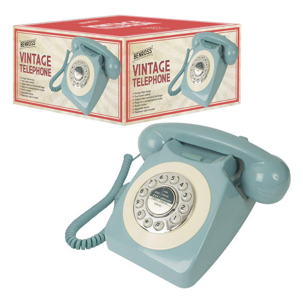 Classic Retro Vintage Style Home Telephone - Blue
