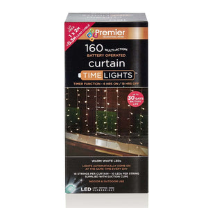 160 LED Battery Operated Curtain Lights 16 Drops (2x1.05m Warm White)