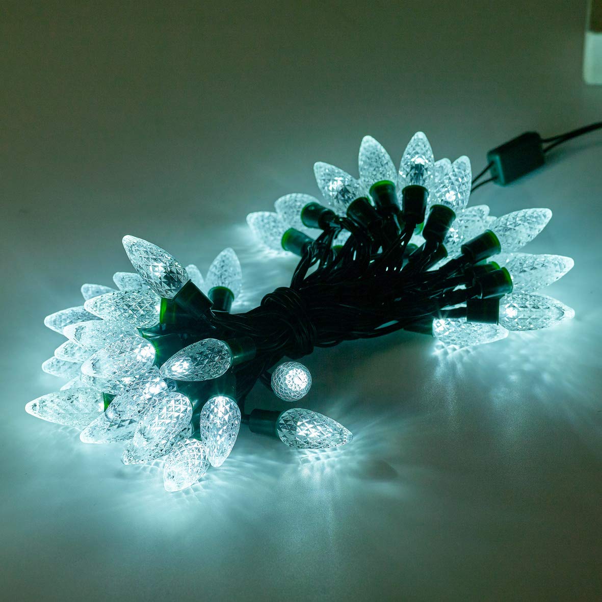 50 clear white LED berry chaser lights with timer