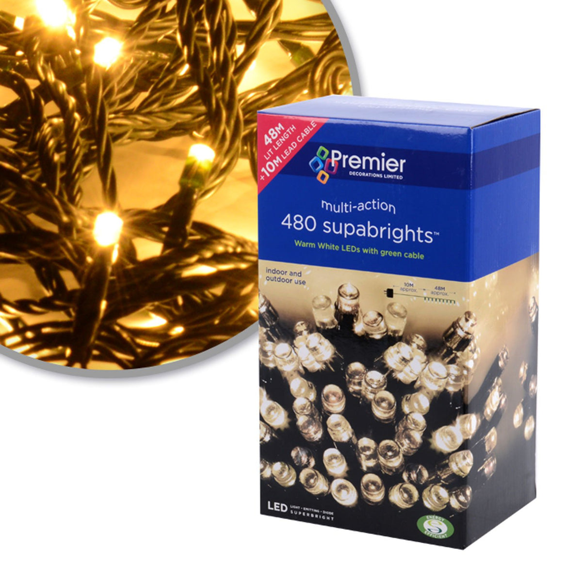 480 warm white multi-action Christmas lights