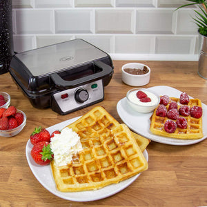 Twin Two Slice Waffle Maker, Stainless Steel, 1000 W, Silver