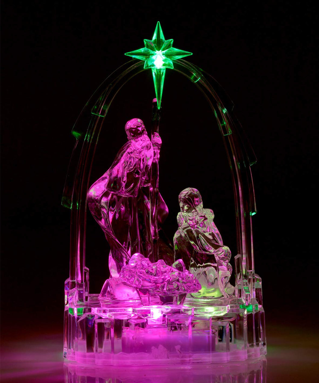 Nativity Ornament, Clear with Multi Coloured LED