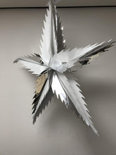 Load image into Gallery viewer, Foil Decoration Christmas Star Spiked - SILVER &amp; WHITE
