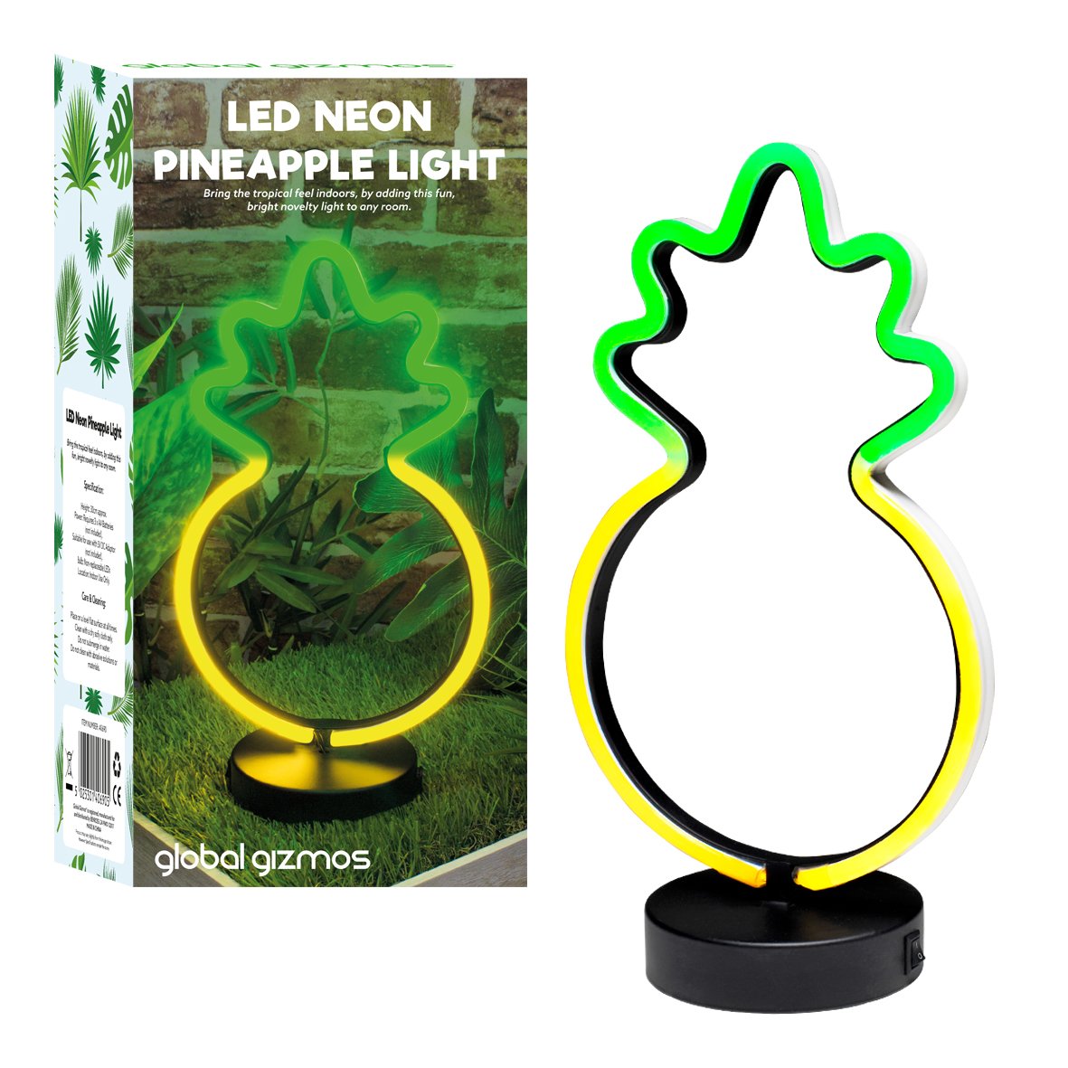 Pineapple neon-style tabletop light battery powered