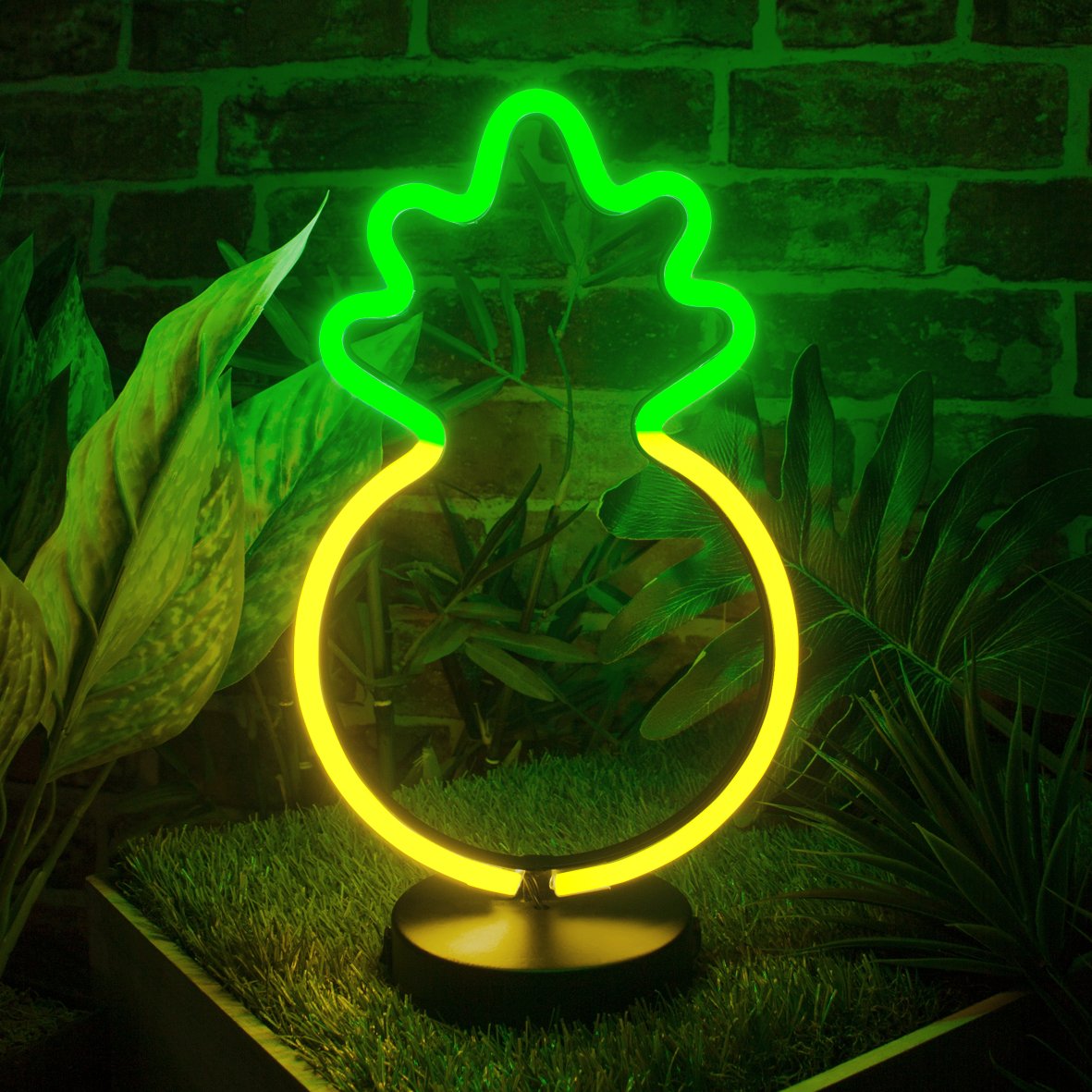 30cm green and yellow LED neon pineapple light