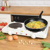 Quest twin electric hot plate with 1000W and 1500W hobs white