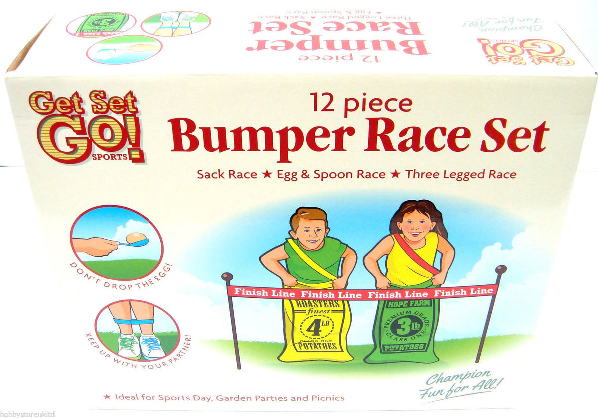 Bumper Race sports day set with sacks egg and spoon and race bands