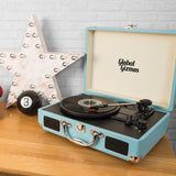 Blue Global Gizmos Bluetooth suitcase turntable with speakers