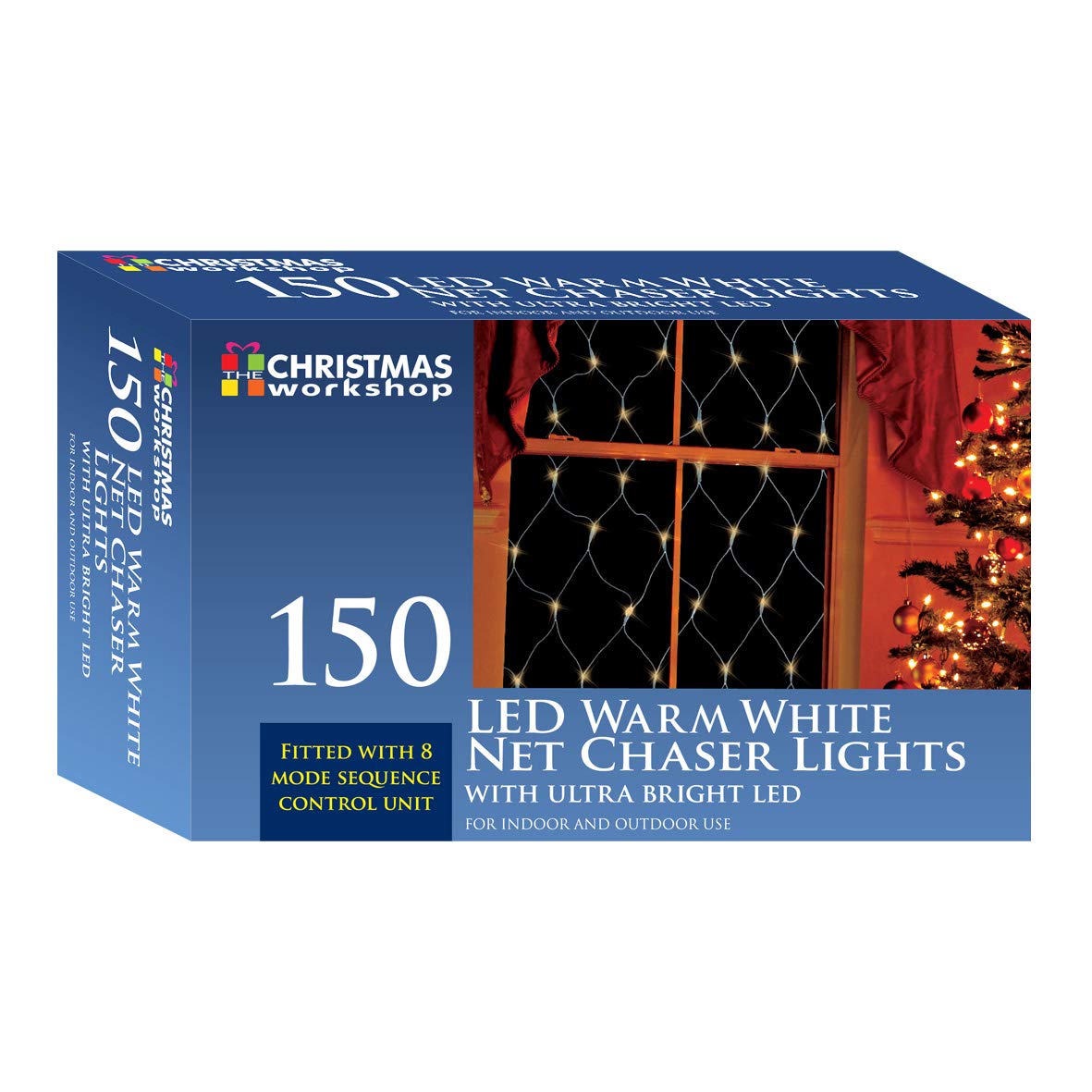 150 warm white LED chaser net lights alternate view
