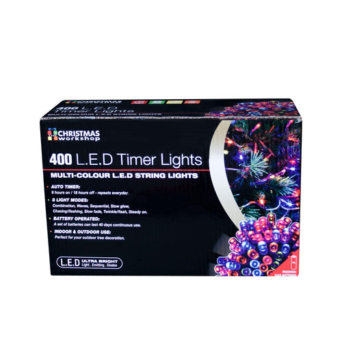 400 LED Battery Operated Timer Lights~ Indoor and Outdoor ~Multi-Coloured 