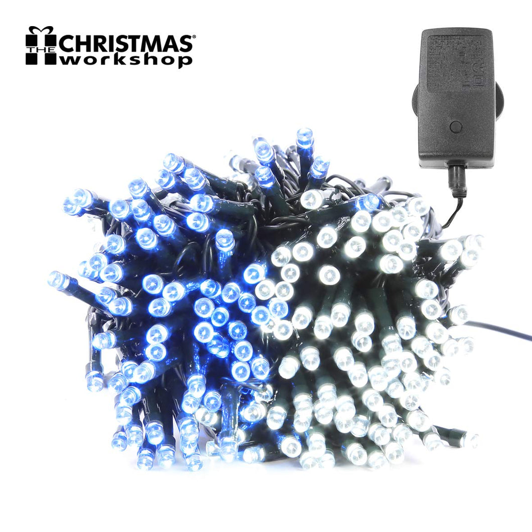 200 LED Brilliant Blue, Warm White Chaser lights, Indoor and Outdoor