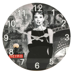 Glass Wall Clock 30cm - Audrey Design
