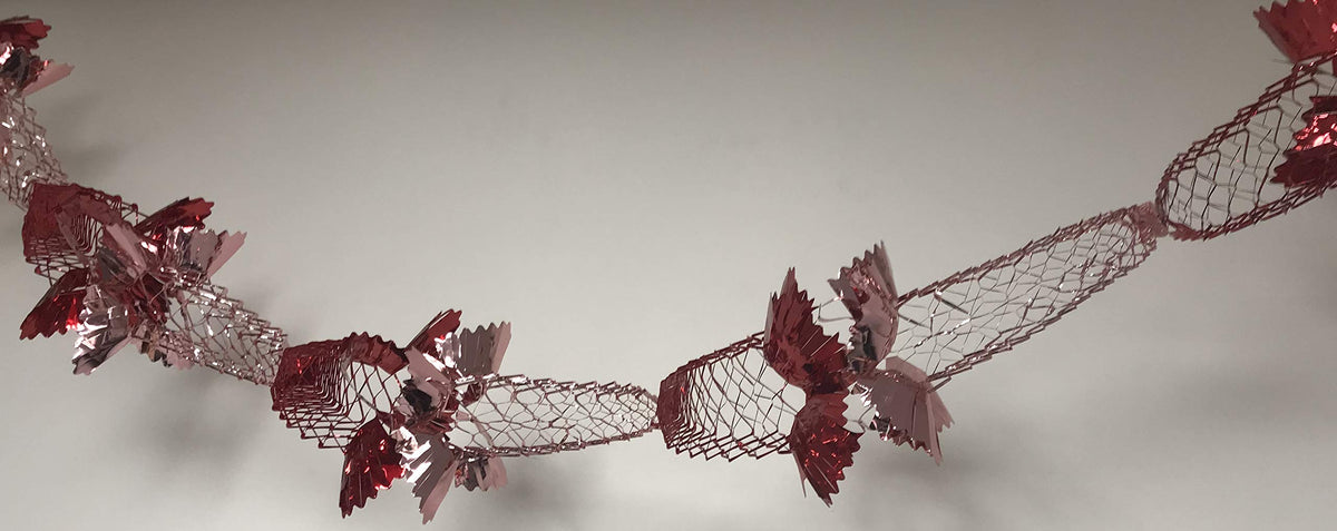 Red pink 9ft foil Christmas garland