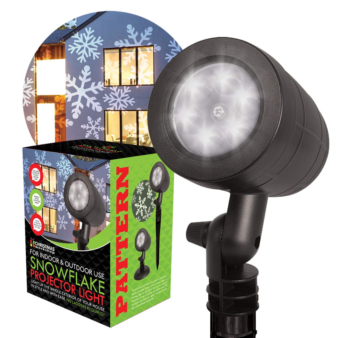 LED snowflake Christmas projector light alternate view