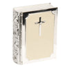 Juliana CG225 silver-plated Bible trinket keepsake box with cream epoxy