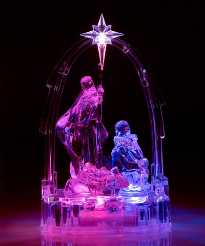 Nativity Ornament, Clear with Multi Coloured LED