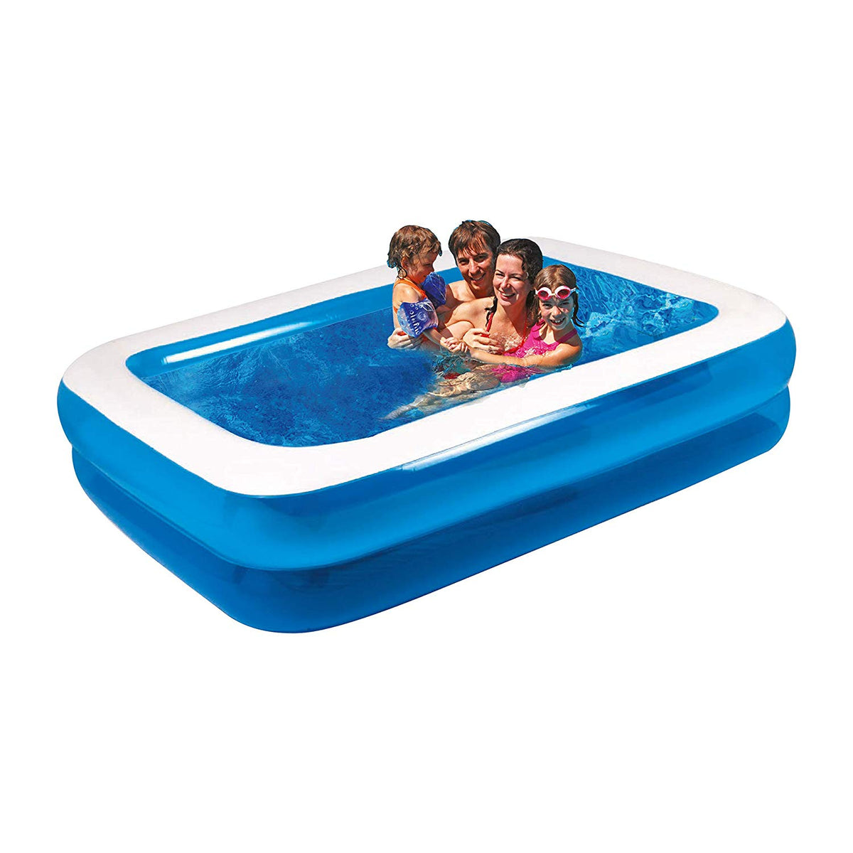 Family inflatable rectangular paddling pool 2.6m x 1.75m