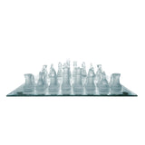 Global Gizmos glass draughts pieces and chess board