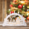 White wooden LED Christmas candle bridge with 12 warm white lights