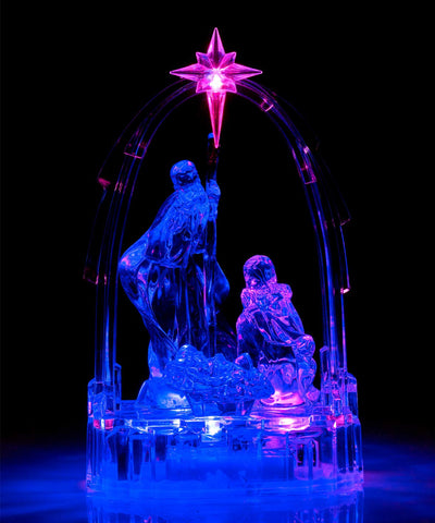 Nativity Ornament, Clear with Multi Coloured LED