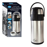 Pump-action hot and cold drinks dispenser with handle