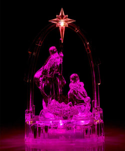 Nativity Ornament, Clear with Multi Coloured LED