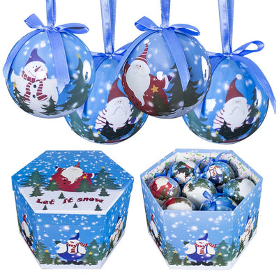 14-Piece Christmas Scenes Decoupage Baubles.